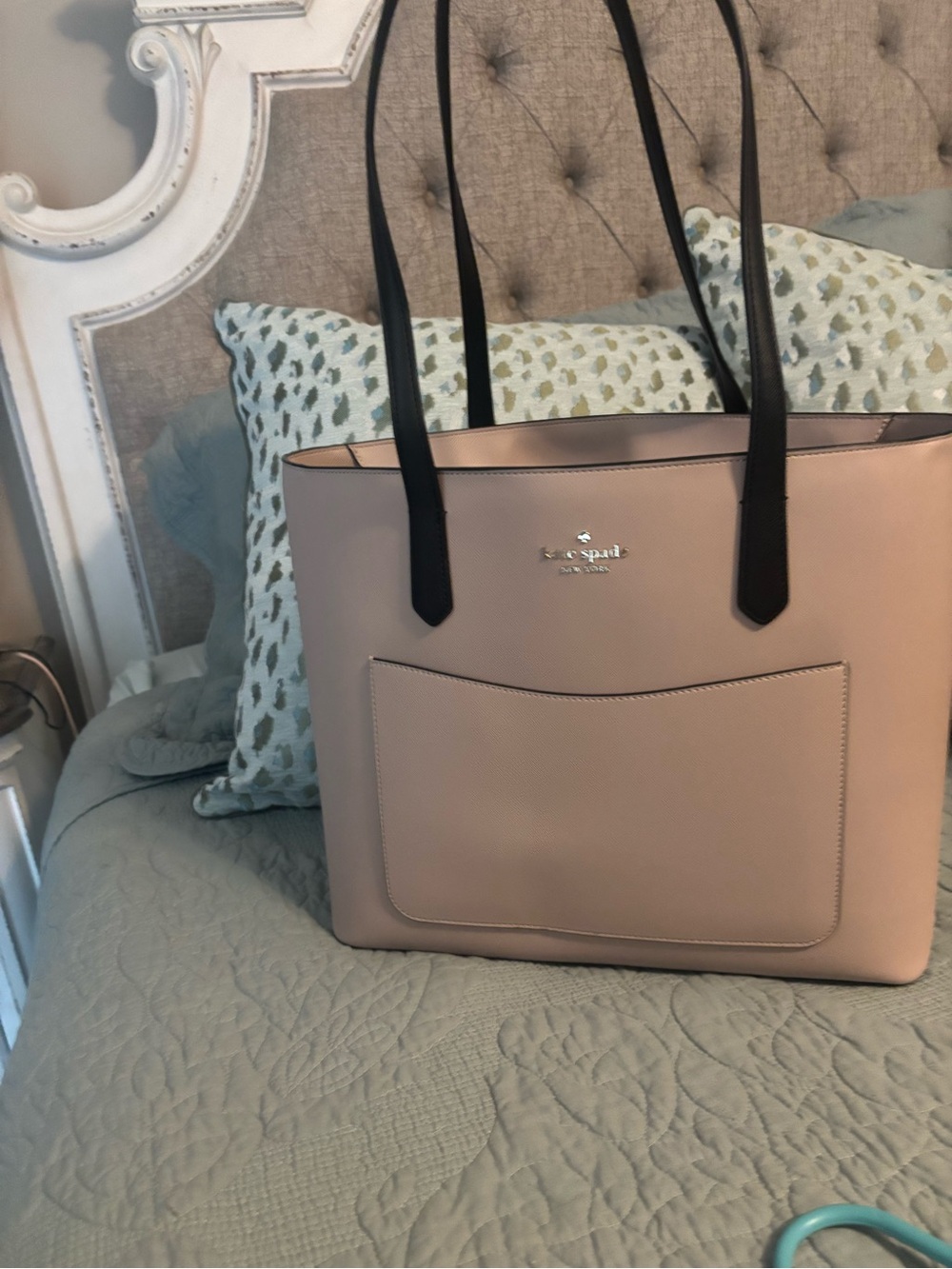 kate spade Blush Tote with Black Straps